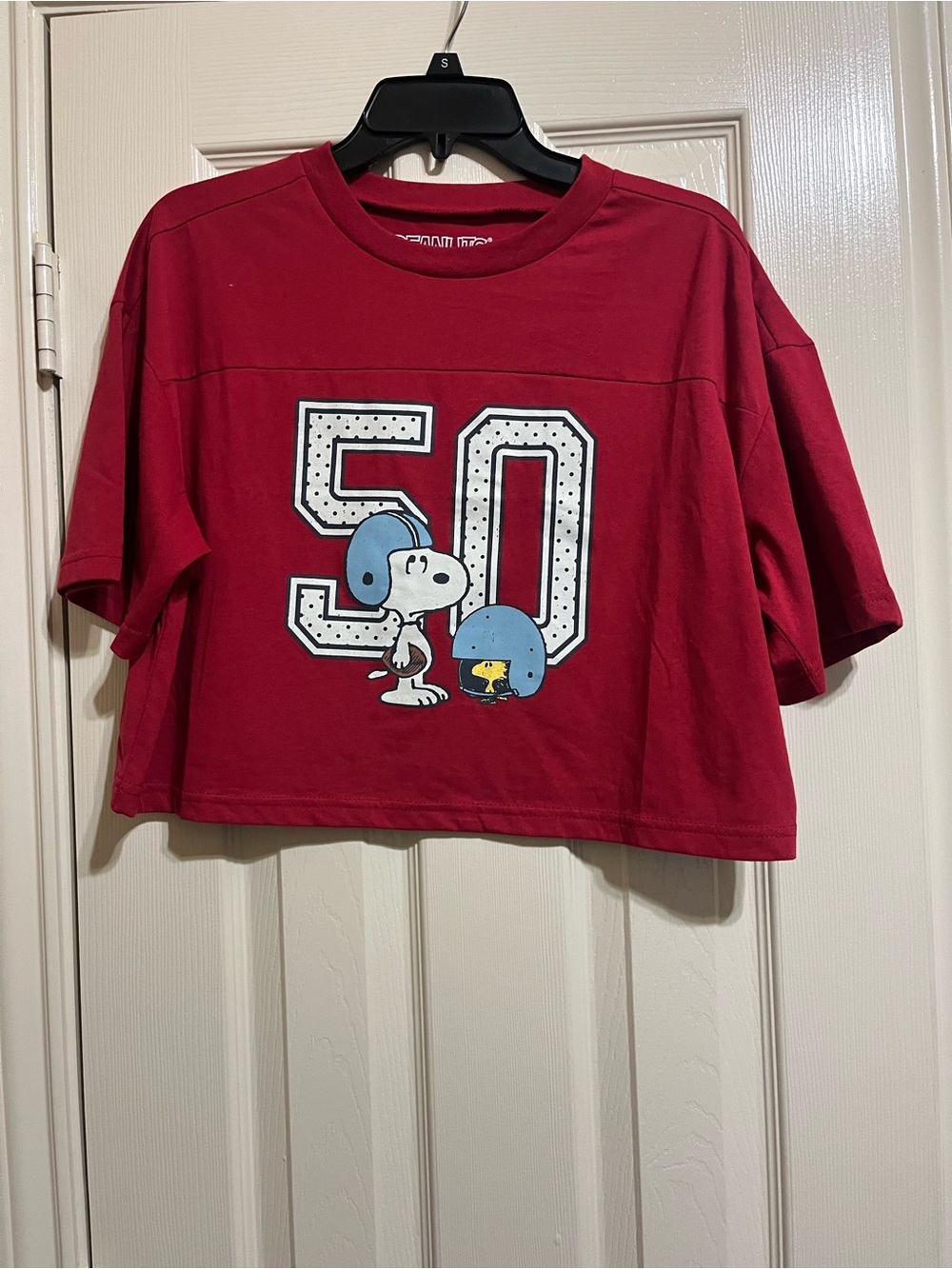 Red Snoopy Graphic Cropped Tee